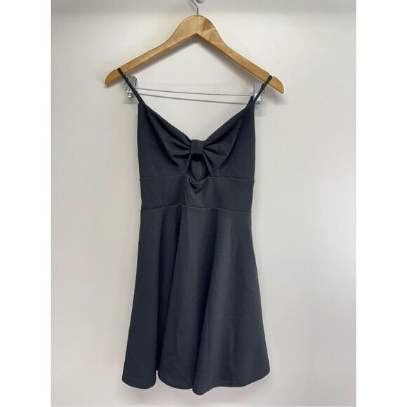 B DARLIN Dress Size 9/10 Black Stretch Cut Out Zippered Adjustable Straps - Picture 2 of 7